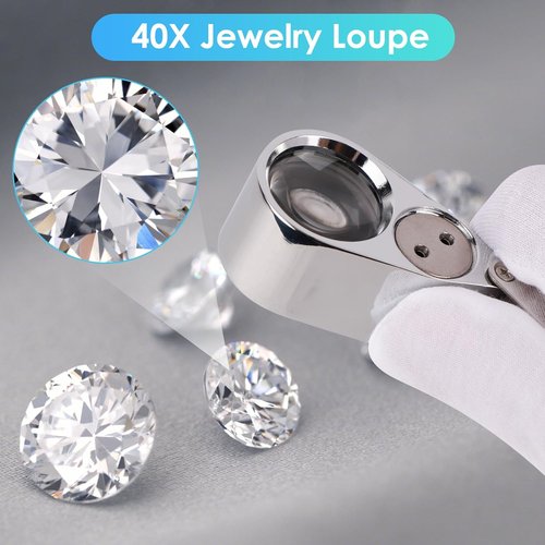 Leffis 2 Pack Jewelers Loupe Magnifier - LED/UV Illuminated Folding Magnifying Glasses for Jewelry & Collectibles