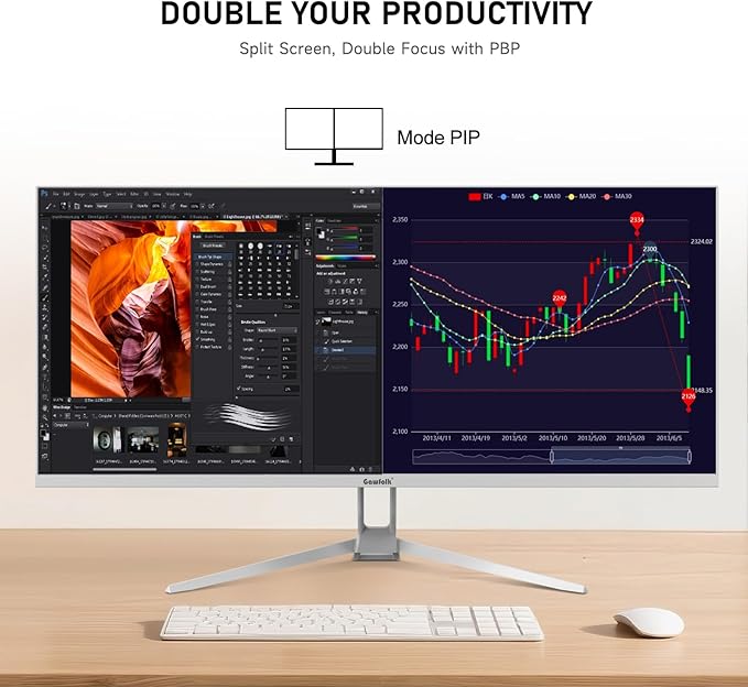 Gawfolk 34 Inch IPS Ultrawide 120Hz Gaming Computer Monitor, 21:9 UWFHD (2560x1080) PC Screen, 120% sRGB, Adaptive Sync, 178° Viewing Angle, Display Port, HDMI, Compatible with Wall mounting - White