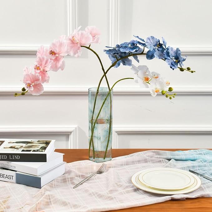 Vase Plastic Vase Elegant Cylinder Flower Vase Shatterproof Decorative Centerpiece for Home Table Office Weddings Events (11.8 x 3.9 in)