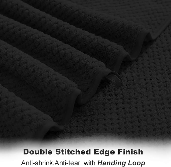Smuge 2 Piece Hand Towels Set,100% Microfiber - Quick Dry, Thick, Soft, Plush and Highly Absorbent Luxury Hotel & Spa Bath Towel for Bathroom, Pack of 2 (Black)