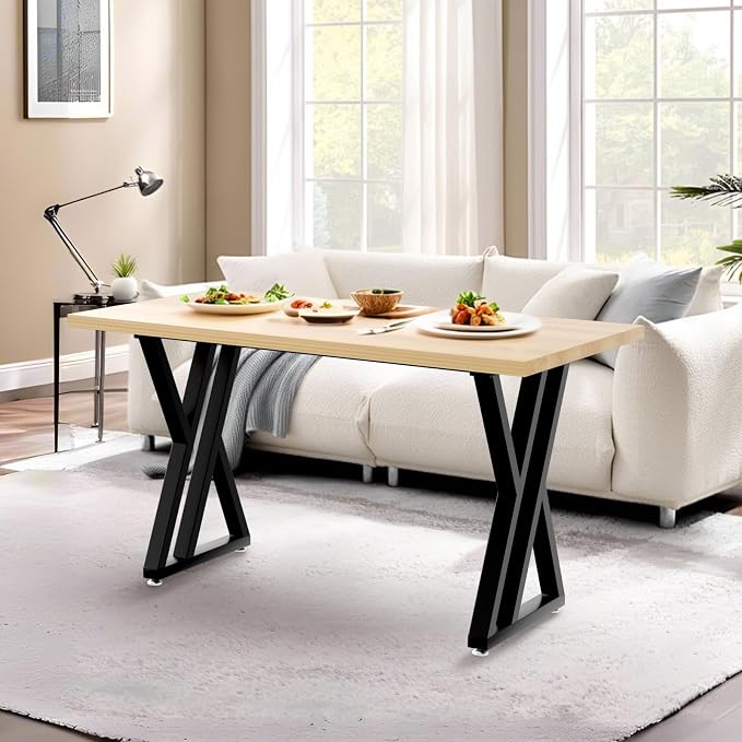 Metal Table Legs 28 inch High, Dining Table Legs with Crossbeams, Heavy Duty Industrial Desk Legs, Modern DIY Desk Legs Suitable for Office, Study, Restaurant, Coffee （BALCK, 39 X 16 X 28 IN)