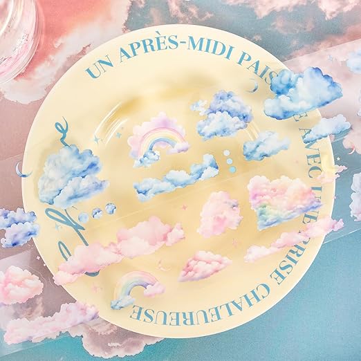 AuriicLeaf Cloud PET Tape Set, 6 Rolls Pre-Cut Sky Ephemera for Junk Journaling, Scrapbooking, Crafting, DIY Projects, Diaries, and Art Supplies