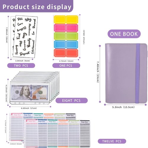 NICOOTH Budget Binder - A6 Money Saving Binder with Zipper Envelopes | Purple Color