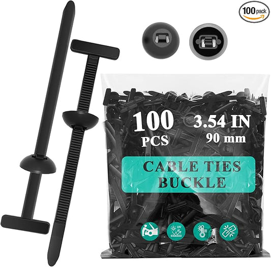 100Pcs Nylon Universal Cable Tie Buckle - New Multifunctional Nylon Zip Ties, Heavy Duty Plastic Rivet T Zip Ties Style, for Daily Maintenance And Fixing Of Automobiles
