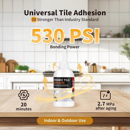 Regine Switzerland Heavy Duty Tile Adhesive - Strong Bonding Glue for Ceramic, Porcelain & Stone - 10.5oz Easy Squeeze Application
