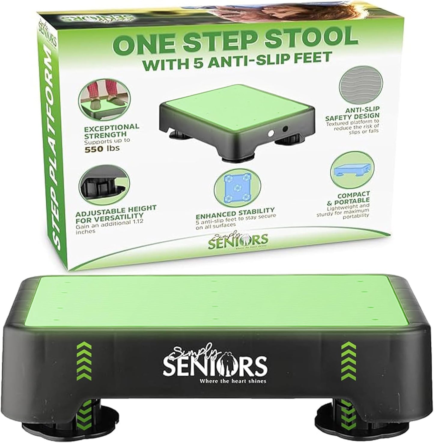 Small Step Stools for Adults - Portable Heavy-Duty Mobility Aid for Seniors | Noctilucent Design for Easy Access