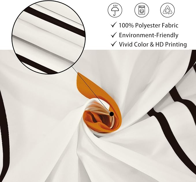 Boho Mid Century Shower Curtain, Modern Abstract Arch Sun Ivory Machine Washable Waterproof Polyester for Bathroom Decor Bathtub with 12 Hooks 72x72