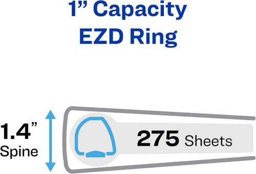 Avery Durable 1" Black 3 Ring Binder - One Touch EZD Rings & Label Holder for Easy Organization