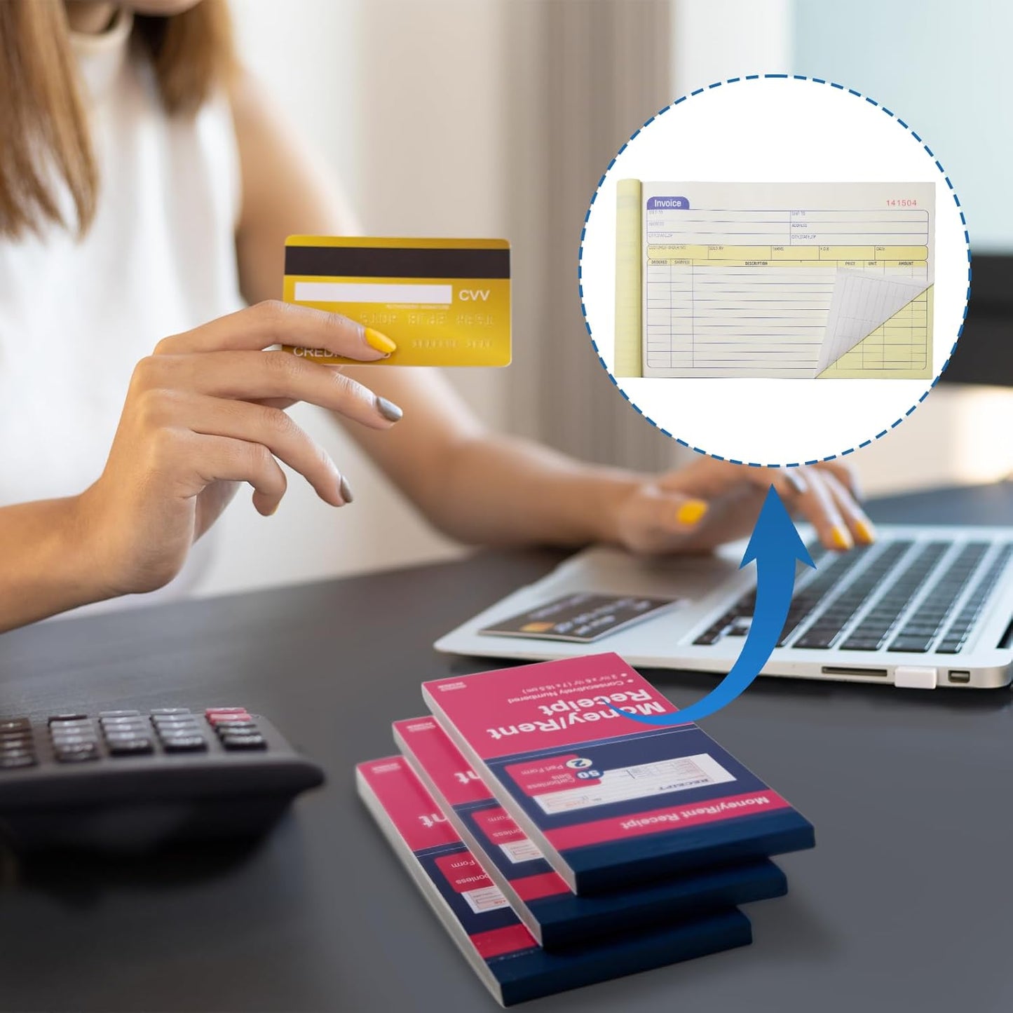 XKDOUS Receipt Book - 12 Pack Carbonless Money & Rent Receipts | 2-3/4" x 6-1/2" for Small Business