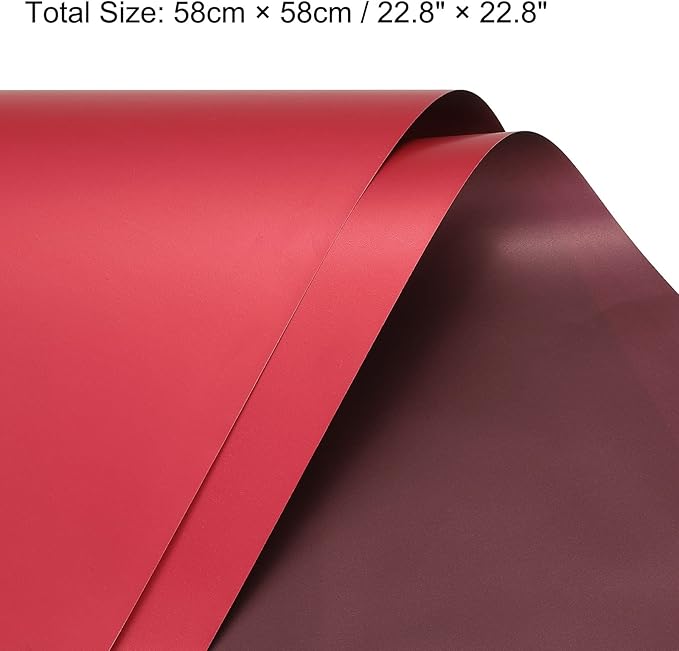 MECCANIXITY 20 Pcs Double Sided Color Flower Wrapping Paper Wine 22.8"x22.8" Waterproof for Florist Bouquet Supplies, DIY Crafts, Gift Box Packaging