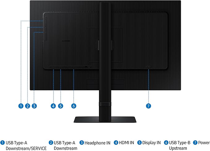 SAMSUNG 24" ViewFinity S6 (S60D) Series QHD High Resolution Computer Monitor, 100Hz, HDR10, Multiple Ports w/ HDMI, DisplayPort, USB-A, Easy Setup, Height Adjustable Stand, LS24D606EANXZA, 2024