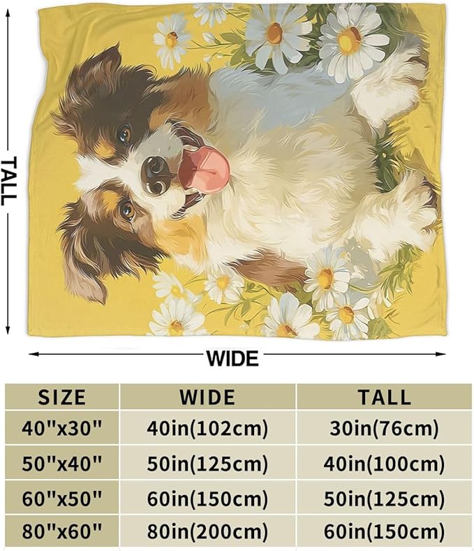 Australian Shepherd Blanket Cute Dog Throw Blanket Puppy Soft Cozy Fleece Fuzzy Stuffed Plush Flannel Animal Gifts for Girls Women Boys Kids Adults 40''x50''