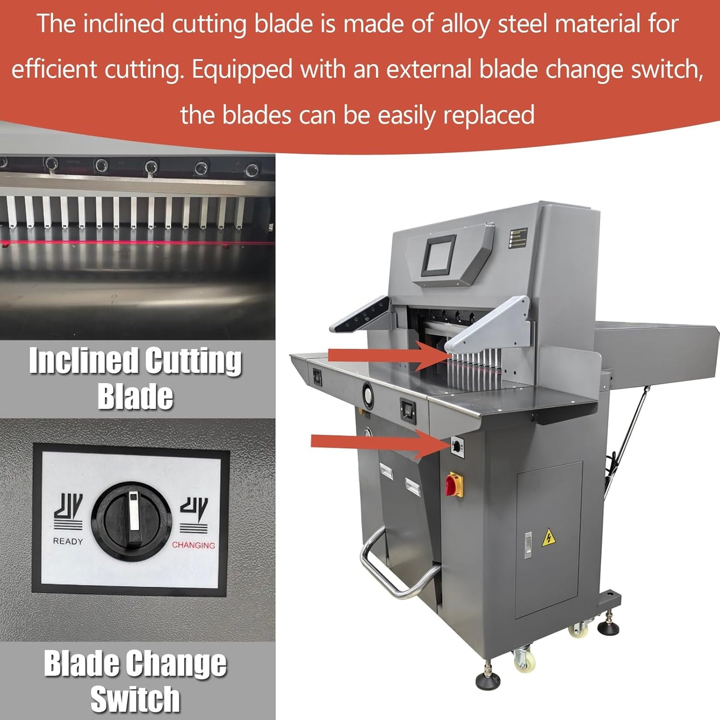 TECHTONGDA Electric Hydraulic Paper Cutter - 3.94in Thickness, 26.4in Width | Professional Dual Hydraulic System