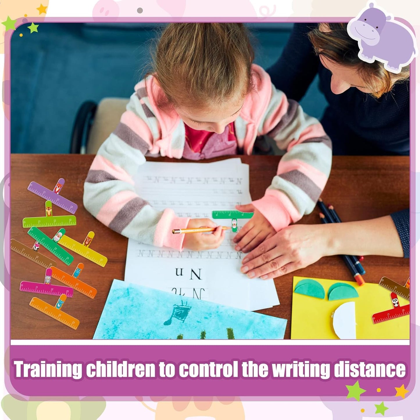Sureio One Finger Spacer Handwriting Tool - 20 Pack Colorful Dyslexia Writing Aids | 10 Cute Colors