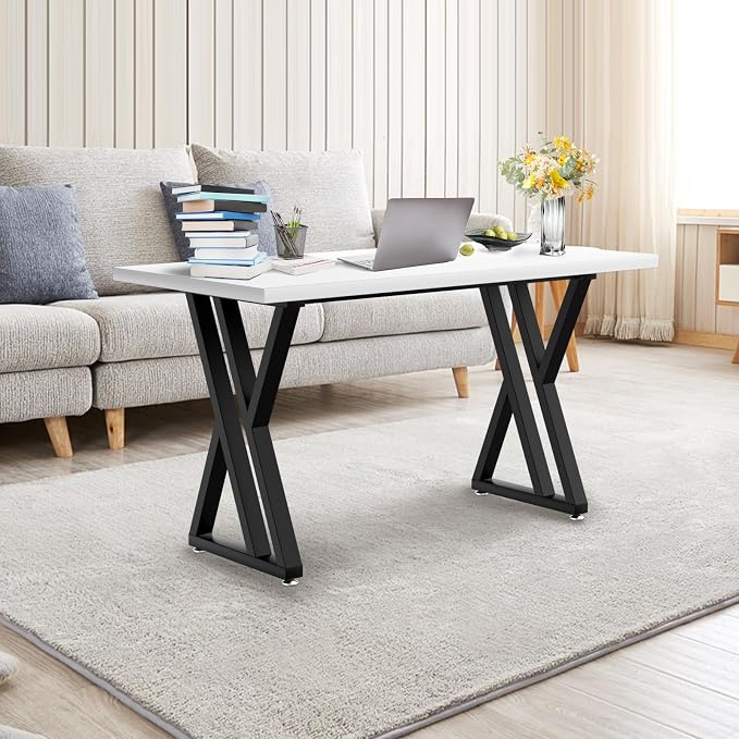 Metal Table Legs 28 inch High, Dining Table Legs with Crossbeams, Heavy Duty Industrial Desk Legs, Modern DIY Desk Legs Suitable for Office, Study, Restaurant, Coffee （BALCK, 39 X 16 X 28 IN)