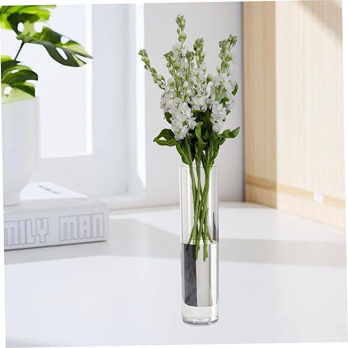 Acrylic Vase, 16" Tall Clear Vase, Non Breakable Plastic Cylinder Vases Clear Flower for Living Room Centerpiece, Floral Arrangement, Wedding Decor
