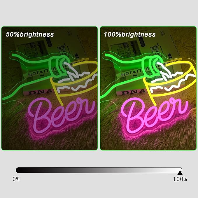 Beer Neon Signs for Wall Decor Colorful Bar Neon Sign Beer Pouring Led Sign Dimmable USB Beer Neon Light for Man Cave Beer Bar Kitchen Restaurant Shop Pub Nightclub Decoration