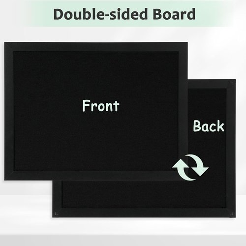 Dollar Boss Black Cork Board - Double-Sided 16''X12'' Linen Design | Stylish Wall Bulletin Board for Home & Office