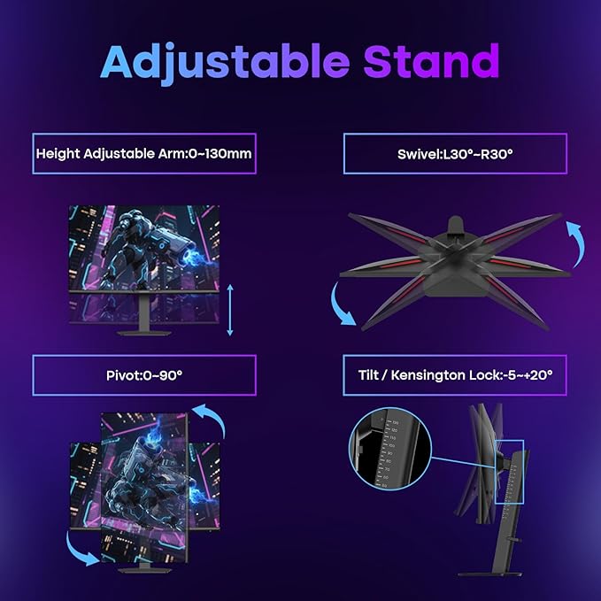 Amzfast 27’‘ 4K Gaming Monitor HDR 400, UHD 160Hz 144Hz | FHD 320Hz 300Hz Dual Mode PC Monitor, Built-in Speakers 1ms Fast IPS, 126% sRGB PIP/PBP, HDMI 2.1 x 2 & DP 1.4 x 2, Height Adjustment, VESA