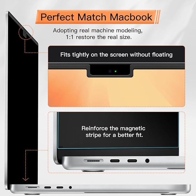Magnetic 360° Privacy Screen for MacBook Air 13.6 & 13 Inch 2022-2025 (M2, M3, M4), Removable Anti Glare Blue Light Filter, 4 Way Anti Spy Black Protector for Mac Air 13In Laptop Computer