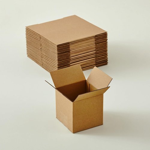 Kraft Small Shipping Boxes - 25 Packs of 4x4x4 Inch Corrugated Cardboard | Easy Assemble for Mailing & Storage
