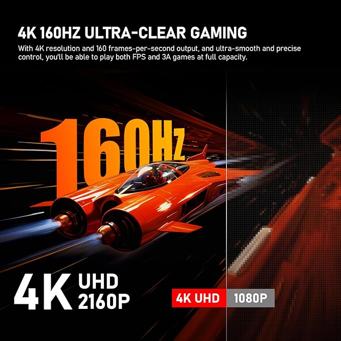Gawfolk 32-inch 4K Ultra HD Curved 1500R Computer Monitor, 160Hz Gaming Screen, 1ms, Adaptive Sync, 128% sRGB, 178° Wide Viewing Angle, HDMI 2.1, DisplayPort, Compatible with 75*75MM Wall Mount-Black