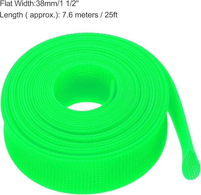 uxcell Expandable Sleeving, 1 1/2-inch 25ft Cable Sleeve, Green