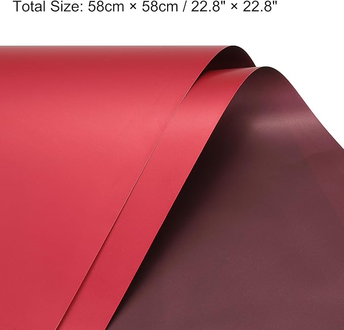 MECCANIXITY 10 Pcs Double Sided Color Flower Wrapping Paper Wine 22.8"x22.8" Waterproof for Florist Bouquet Supplies, DIY Crafts, Gift Box Packaging