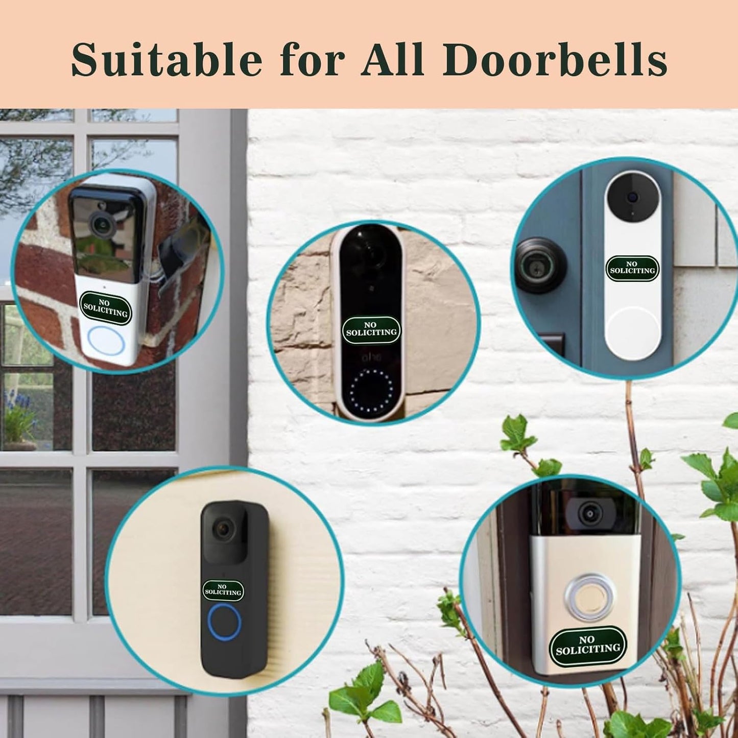 Skiennix No Soliciting Sign - Glow in the Dark Stickers | 6 Pcs Tiny Size for Door, Wall, Window