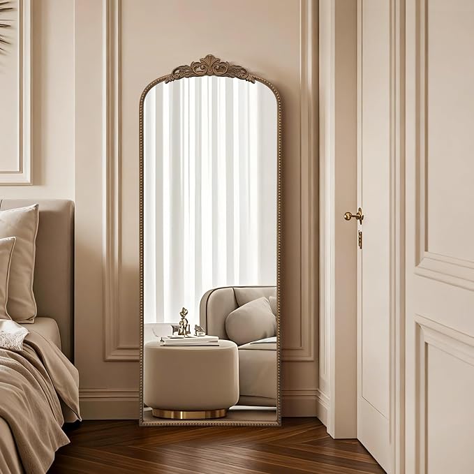 Micasso Gold Full Length Mirror: 21''x56'' Baroque Antique Floor Long Body Mirror - Traditional Ornate Vintage Mirrors for Wall/Dressing Room/Bedroom/Entryway/Hallway - Home Decor for Living Room