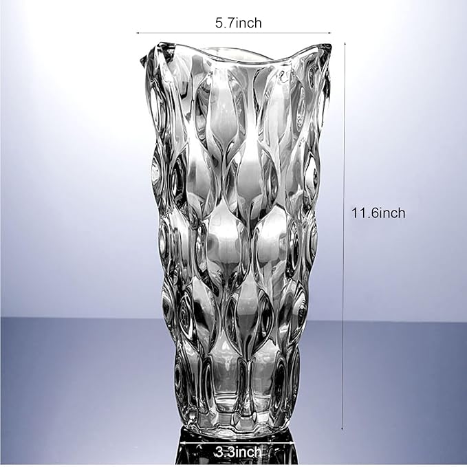 11.6" High Thickened Gray Glass Flower Vase for Home Decor, Dining Wedding Table Office Holiday Party Centerpiece Decoration