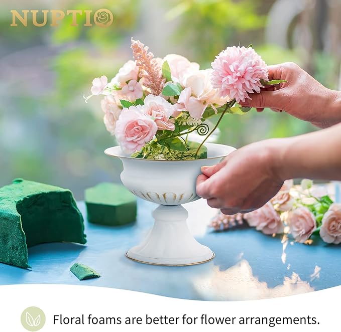 Nuptio White Vases for Centerpieces Wedding - 10 Pcs 6.5in Height Metal Urn Planter Elegant Wedding Centerpieces for Tables - Trumpet Vase for Weddings Party Decoration Centerpiece Table Decorations
