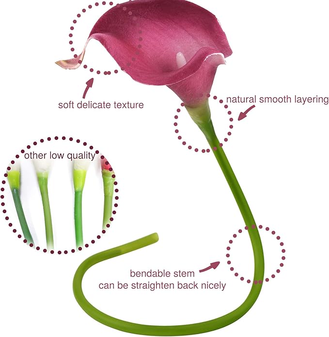 FiveSeasonStuff Real Touch Calla Lily Artificial Flowers Wedding Bridal Bouquet | Floral Arrangements | 15 Calla Lilies (Blush Magenta)