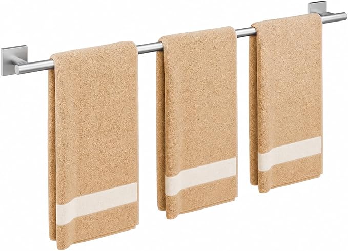 USHOWER Brushed Nickel Bath Towel Bar, 30 Inch Towel Racks for Bathroom Wall Mounted, 304 Stainless Steel Towel Holder with Square Base, Modern Home Decor (Total Length 32 Inch)