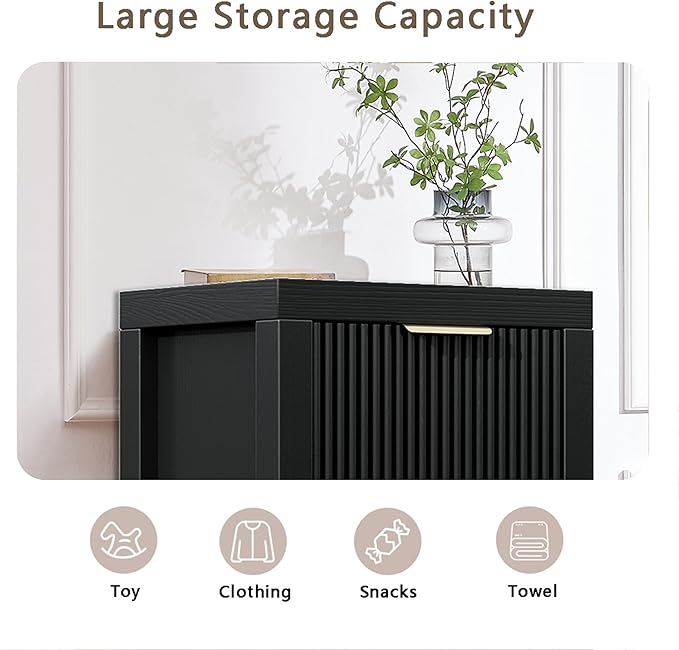Modern Solid Wood Chest of Drawers, Multifunctional Large-Capacity Storage Drawer Cabinet, Dresser Organizer with Metal Handle, for Hallway, Entryway, Black X3