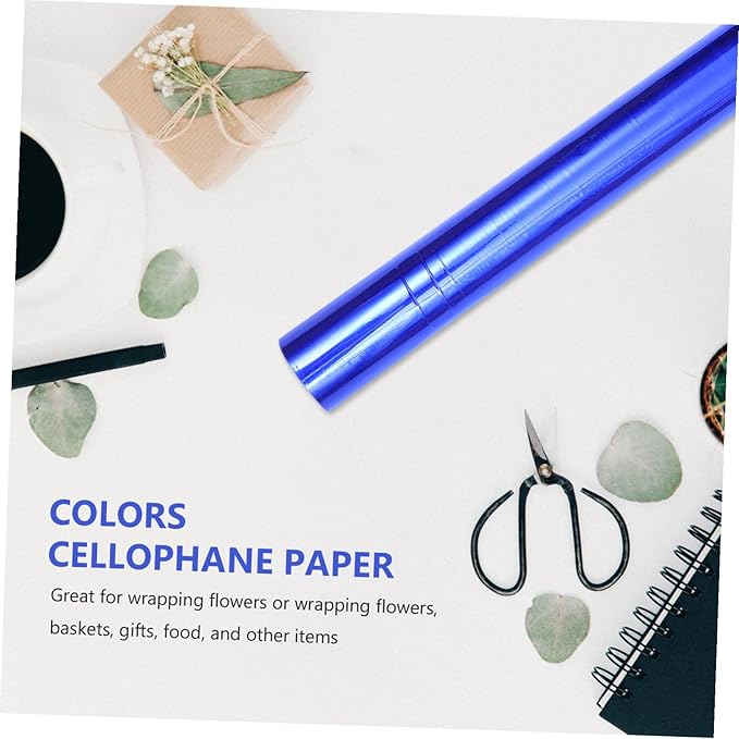 NOLITOY Colored Cellophane Wrap Roll for Flower Wrapping and Packaging Cut Transparent Packing Film for Bouquets Baskets and Craft Decoration Blue Tone