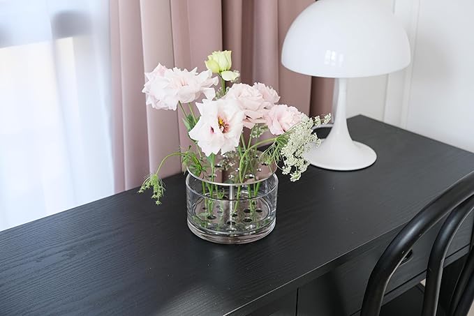 Ikebana Vase – Round Medium, Stainless Steel Stand, Luxury Modern Decorative Vase for Home, Table Centerpiece, Office
