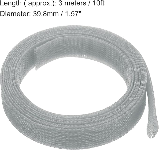uxcell Expandable Sleeving,1 9/16-inch 10ft Cable Sleeve, Gray