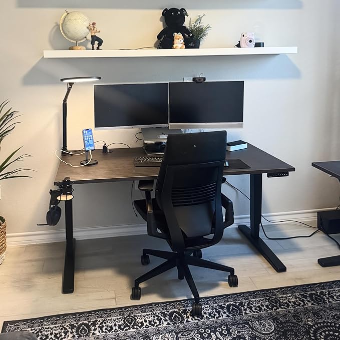 UPLIFTDESK V2 2-Leg Maple Laminate Wood Standing Desk – Adjustable Height, Advanced 1-Touch Memory Keypad, Under Desk Cable Management, Wire Grommets & Rocker Board (Black C-Frame, 42 x 30 inch)