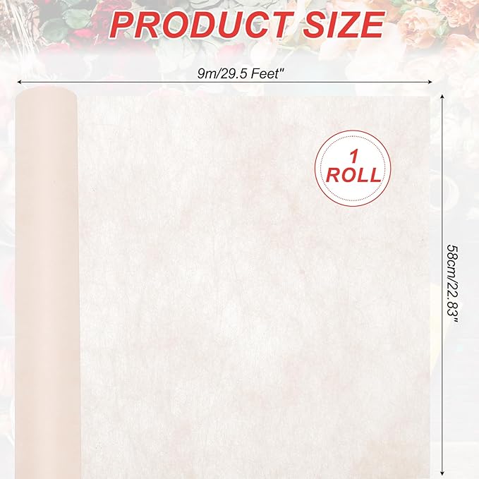 PATIKIL Flower Wrapping Paper 29.5 Ft x 22.8 Inch, Cotton Wrapping Flower Paper Tissue Paper for Flower Bouquet Gift Wrapping Valentine's Day Graduation Gift Floral Wrap, Rose Pink