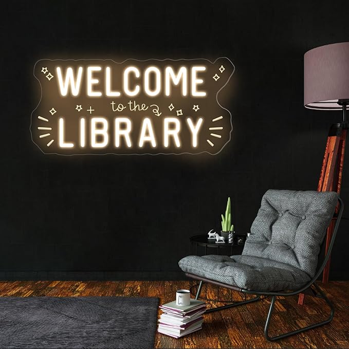 Welcome to the library neon sign, Classroom Door Hanger, teacher Christmas Gift, Bedroom neon sign, Classroom Decor, Reading Corner Decoration, Teacher Office Decor, Opening Season Theme Party Props
