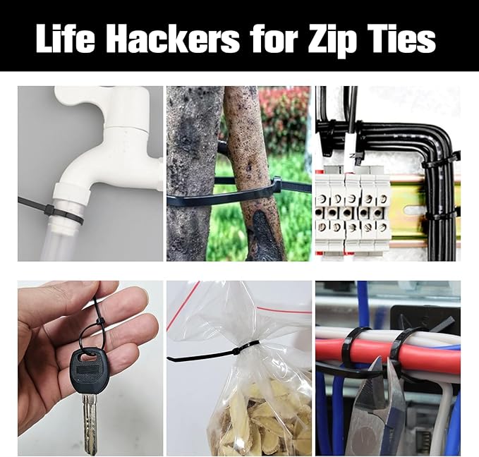 Zip Ties 6 inch, 1000 Pack Black Zip Ties, Self-Locking Nylon Cable Ties with 40 lbs Tensile Strength,Wire Ties for indoor and outdoor use.