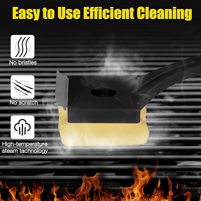 Kitwanda Grill Brush Bristle Free,Steam Cleaning Grill Brush - Safe for All Grill Types,Replaceable Head Barbecue Grill Cleaning Brush