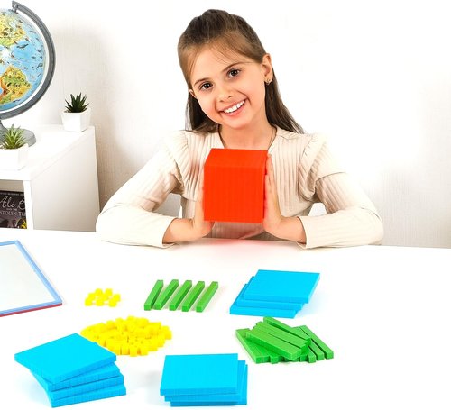 Simply Magic 131 PCS Base Ten Blocks - Engaging Math Manipulatives for K-3 Learning | Counting Cubes & Place Value Tools