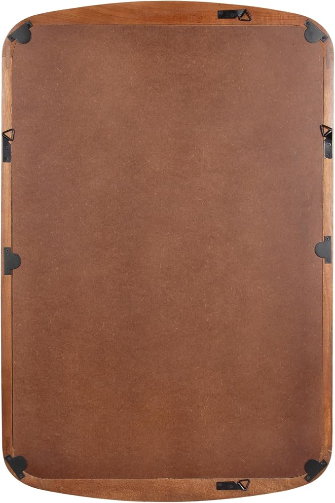 Kate and Laurel Hera Modern Rounded Rectangle Wall Mirror, 24 x 36, Walnut Brown, Decorative Mid-Century Rectangular Wall Decor for Use as Bathroom Mirror for Over Sink or Entryway Decor Piece