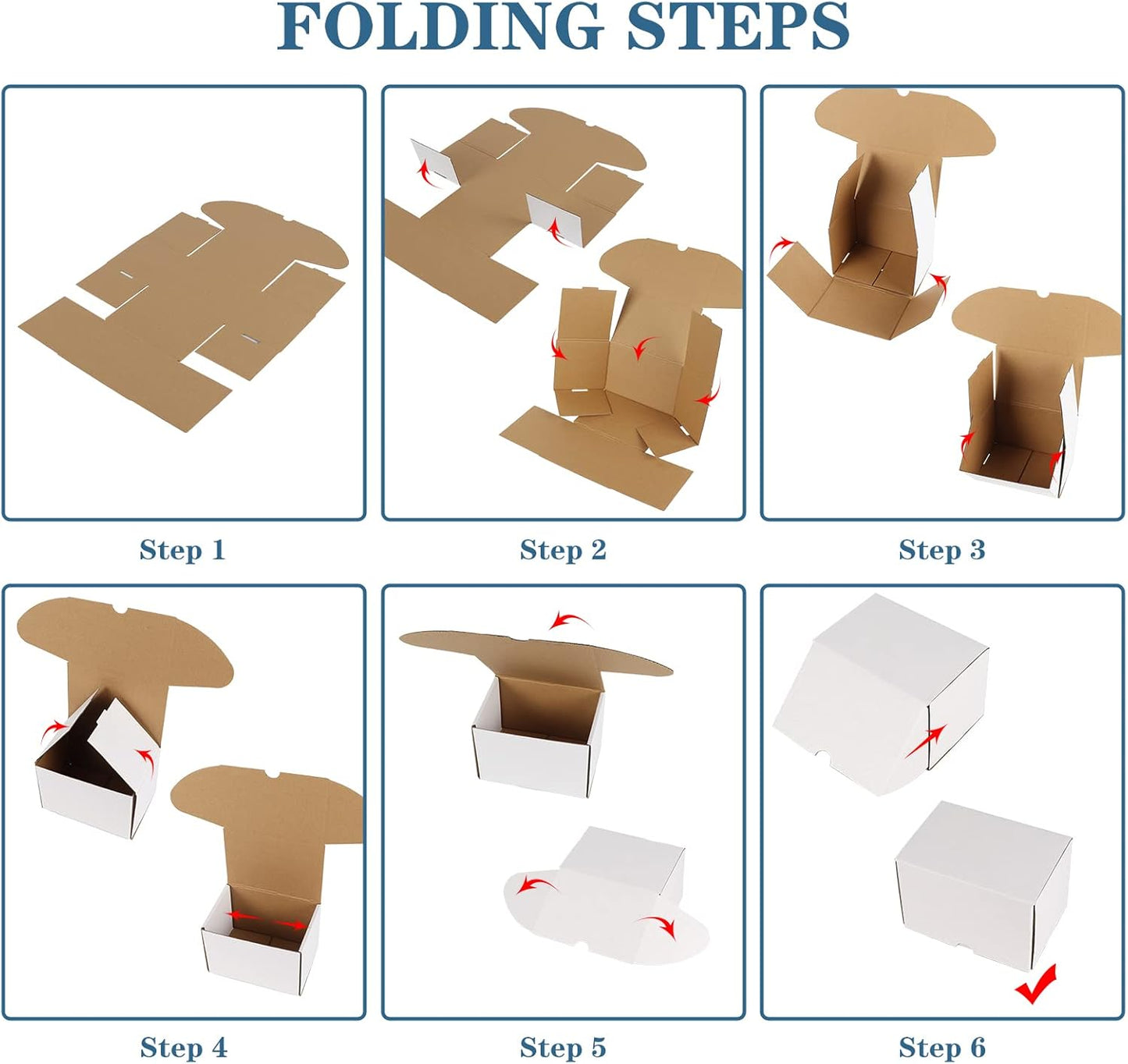 ZBEIVAN 8x6x4 White Shipping Boxes - Set of 25 Corrugated Cardboard Mailers for Small Business Packaging