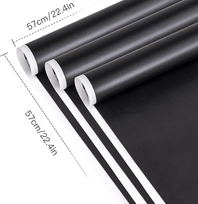 WRAPAHOLIC 20 Sheets Flower Wrapping Paper - 22.4 x 22.4 inch White Trim Black Water-Resistant Floral Bouquet Wrapping Paper, Florist Supplies Packaging Paper for Wedding Birthday Gift DIY