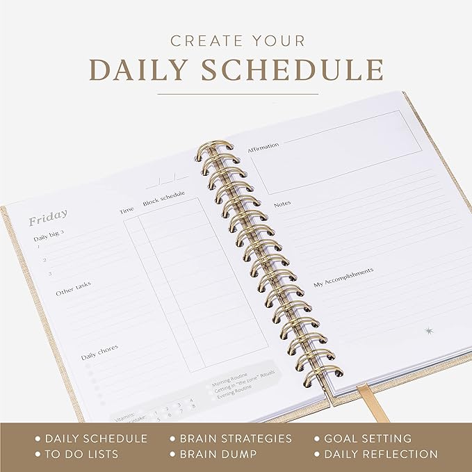The ADHD Planner - Undated Daily Weekly Schedule Organizer Journal for Disorganized People - Habit Tracker Record Emotions & Mood - Academic Goals - Structure & Focus for Adults Brains (Spiral)