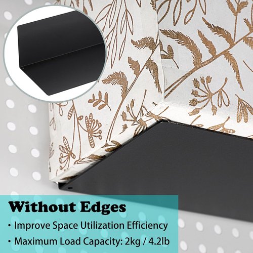 Kokone Magnetic Pegboard Shelves - 6 Pack Flat Display Shelves, 10x4.3 Inch Steel Trays for Organizing Craft Rooms & Workshops