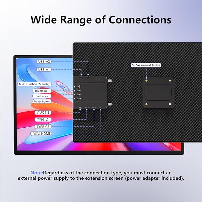 23.8" Large Portable Monitor, 2.5K QHD 180Hz Laptop Screen Extender, 150% RGB 178° IPS, Speakers & USB Hub for Office/Gaming with Kickstand, Travel Monitor for Laptop/PC/Mac/Xbox, VESA USB-C & HDMI